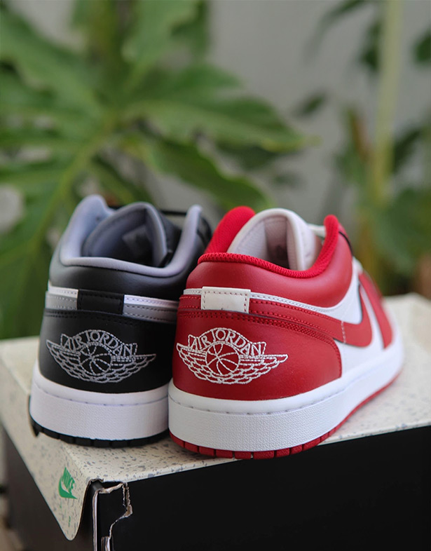 Nike Air Jordan 1 Low “Red White” và “Black Medium Grey”