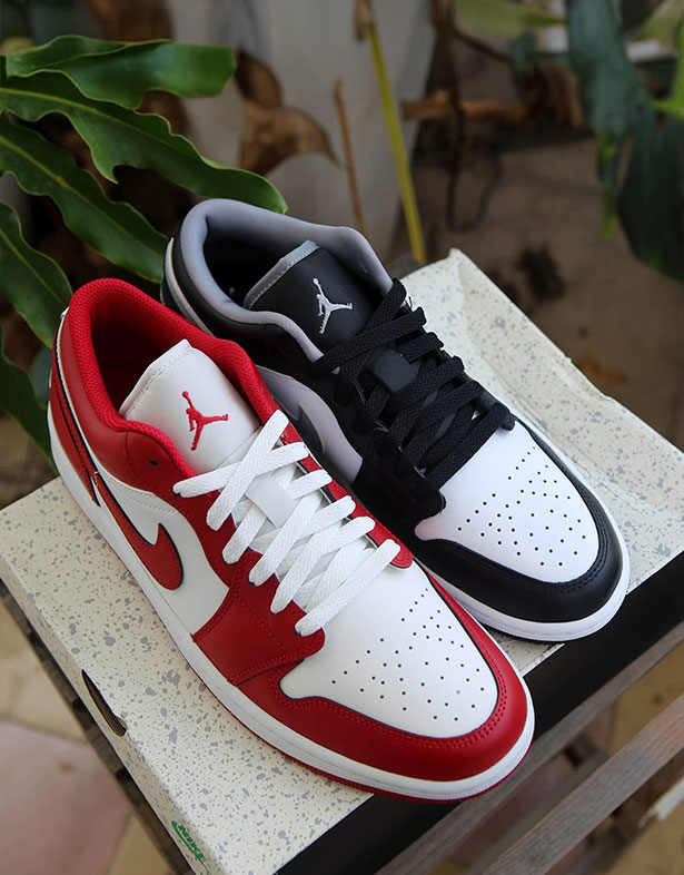 Nike Air Jordan 1 Low “Red White” và “Black Medium Grey”