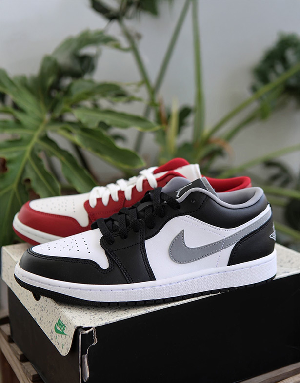 Nike Air Jordan 1 Low “Red White” và “Black Medium Grey”