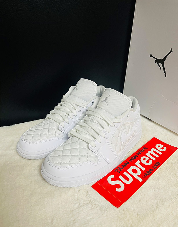 Nike Air Jordan 1 Low Quilted “Triple White” (w) DB6480-100