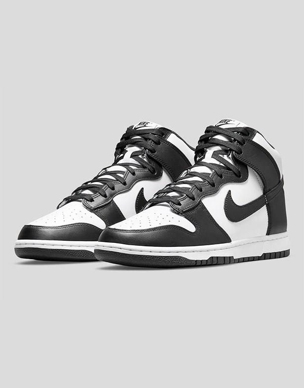 nike dunk white black high