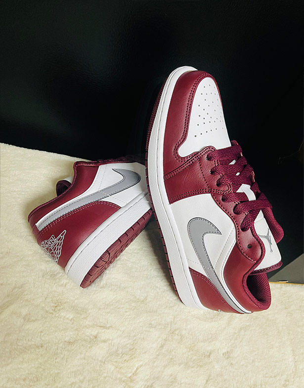Nike Air Jordan 1 Low “Cherrywood Red” 553558-615 Swoosh