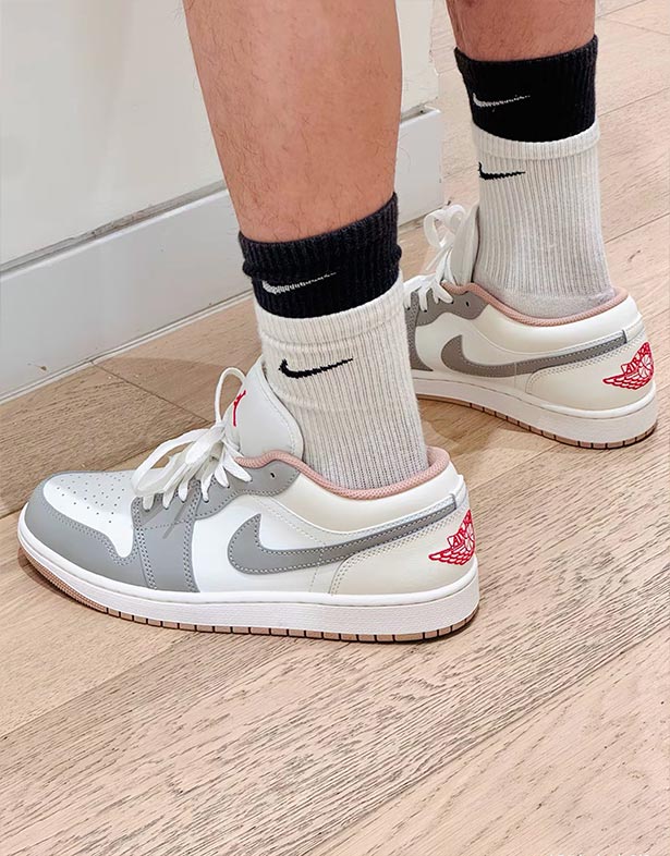 Nike Air Jordan 1 Low “Sail College Grey” 553558-169 on feet