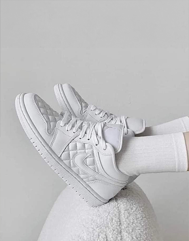 Giày Nike Air Jordan 1 Low Quilted “Triple White” (w) DB6480-100