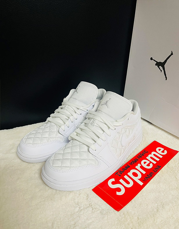 Giày Nike Air Jordan 1 Low Quilted “Triple White” (w) DB6480-100