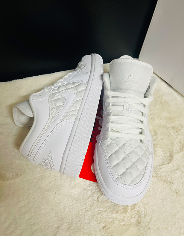 Giày Nike Air Jordan 1 Low Quilted “Triple White” (w) DB6480-100