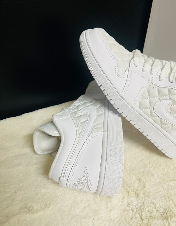 Giày Nike Air Jordan 1 Low Quilted “Triple White” (w) DB6480-100