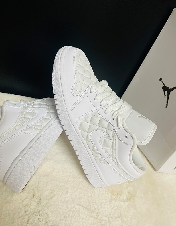 Giày Nike Air Jordan 1 Low Quilted “Triple White” (w) DB6480-100
