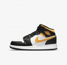 Nike Air Jordan 1 Mid Gs “Black University Gold” 554725-177