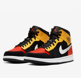 Jordan 1 Mid Black Amarillo Team Orange