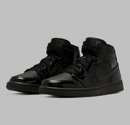 Nike Air Jordan 1 Mid Patent “Triple Black” (w) BQ6472-003