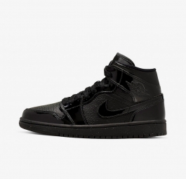 Nike Air Jordan 1 Mid Patent “Triple Black” (w) BQ6472-003
