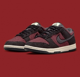 Nike Dunk Low Black “Fleece Maroon” (w) DQ7579-600