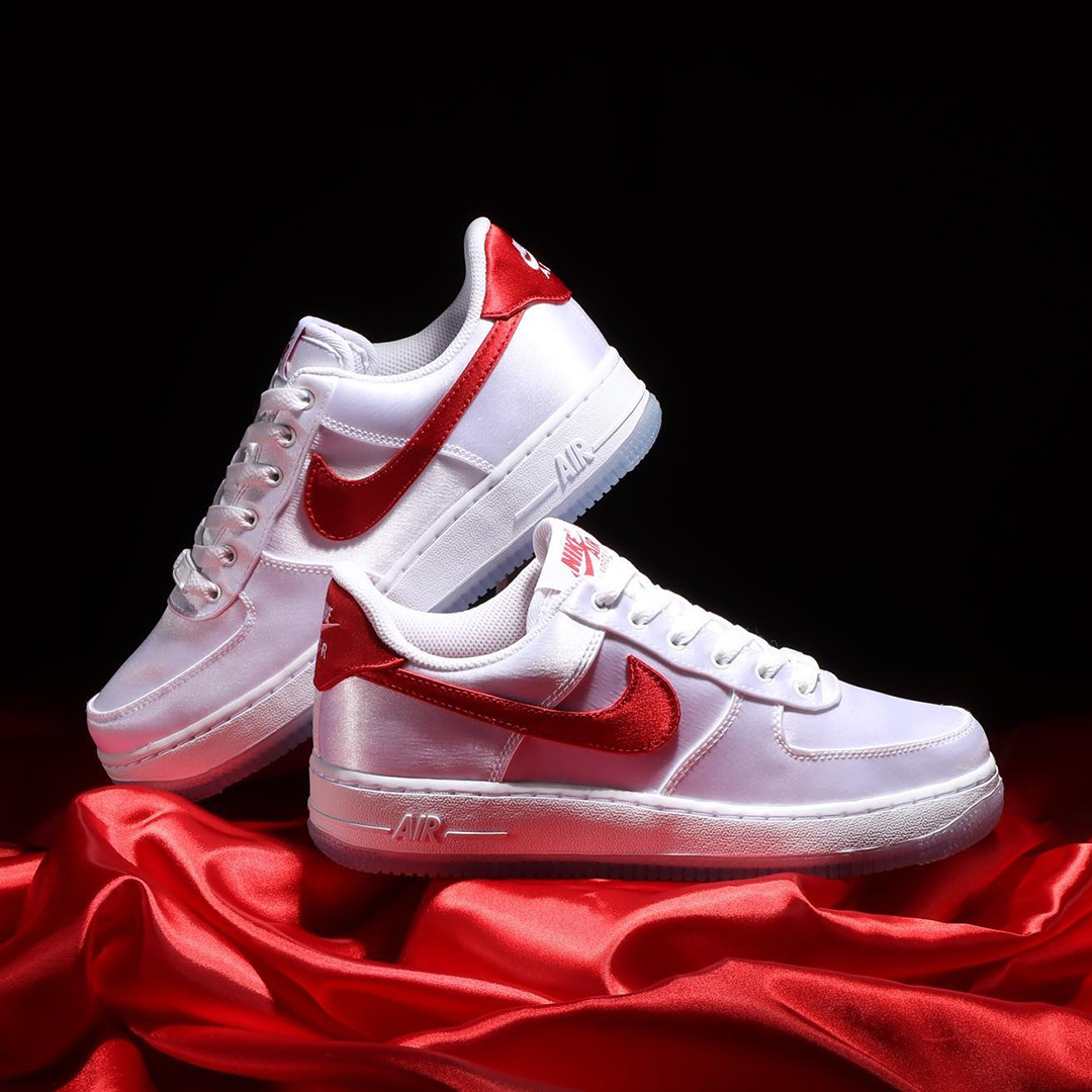 Nike Air Force 1 Low 07 Satin White Varsity Red Womens